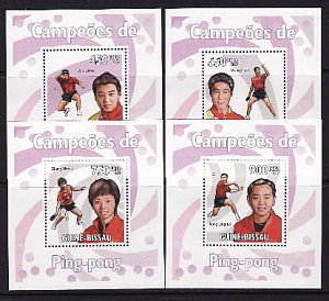 Гвинея-Бисау, 2009, Настольный теннис, 4 люксблока Гвинея-Бисау, 2009, Настольный теннис, 4 люксблока